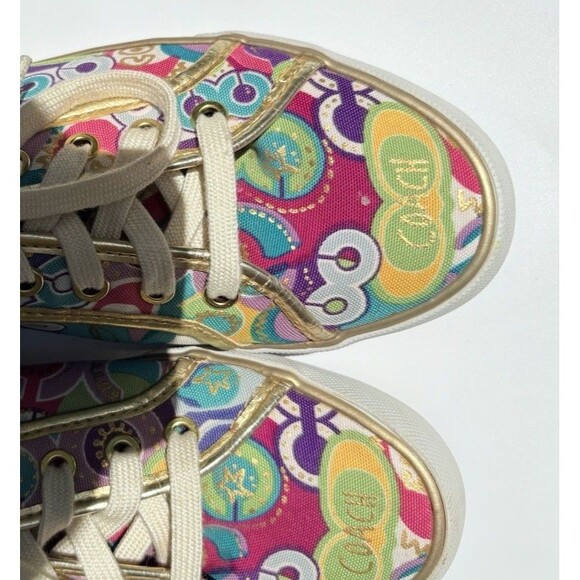 COACH™ Women's DEE Pop C Sneakers Sz 8.5 B Multicolor / Metallic Gold Trim - Picture 9 of 9